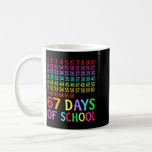 Mug 67th Day Of School Teacher Kids 67 Math Numbers 10 (Gauche)