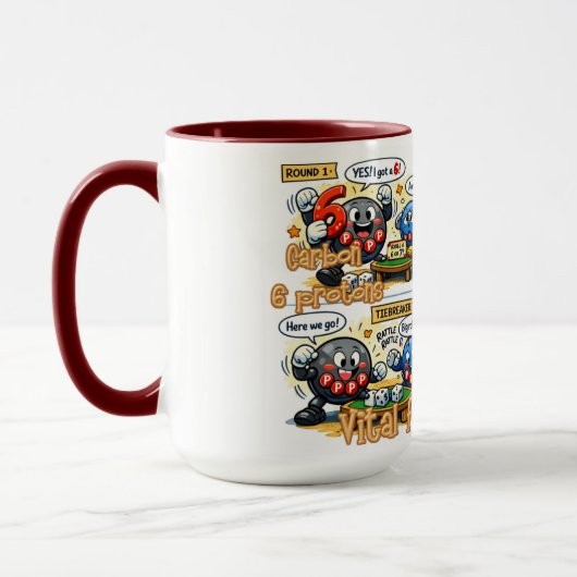 Mug 6’7” Éléments de chimie vitaux pour la survie (Gauche)