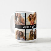 Mug 6 Collage photo 1 ligne de texte — CAN Edit Black (Devant gauche)