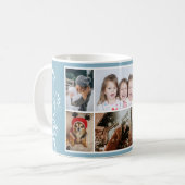 Mug 6 Photo Collage Foliage Blue Christmas Family (Devant gauche)