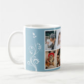 Mug 6 Photo Collage Foliage Blue Christmas Family (Gauche)