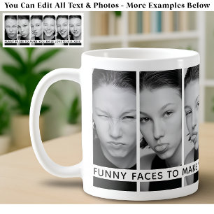 Mug 6 Visages Drôles Photos Personnalisées & Long Mess