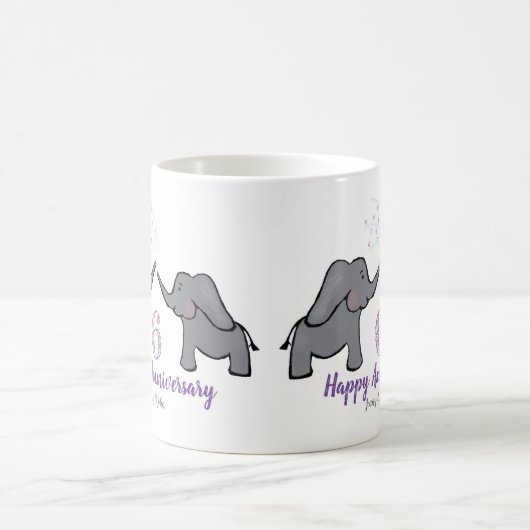 Mug 6e anniversaire de la mariage de fer Mignon élépha (Centre)