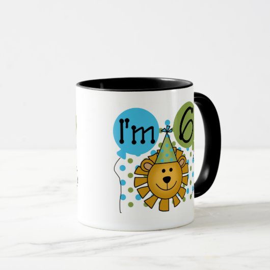 Mug 6ème Anniversaire de lion (Devant droit)
