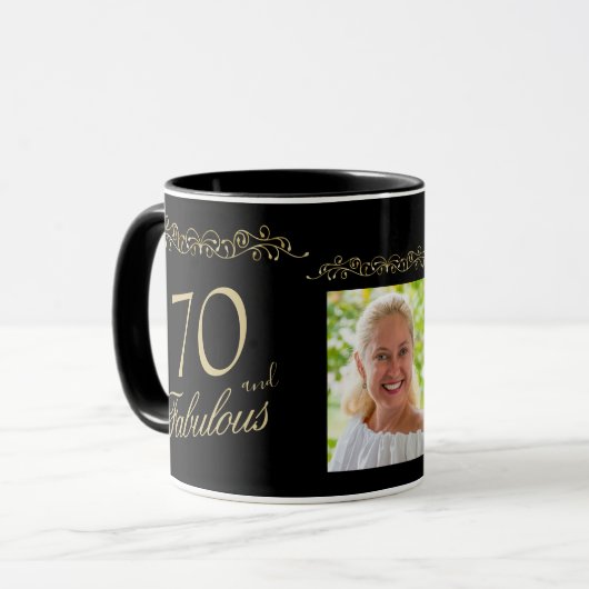 Mug 70 et fabuleux ornement 70e anniversaire Photo (Devant gauche)