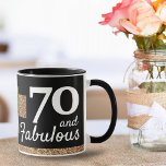 Mug 70 et Fabulous Gold Parties scintillant 2 Photo 70<br><div class="desc">70 et Fabulous Gold Parties scintillant 2 Photos 70th Birthday Black Mug. Ajoutez vos photos - vous pouvez utiliser une photo ancienne et nouvelle.</div>
