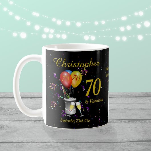 Mug 70e anniversaire Célébration du vin mousseux Noir