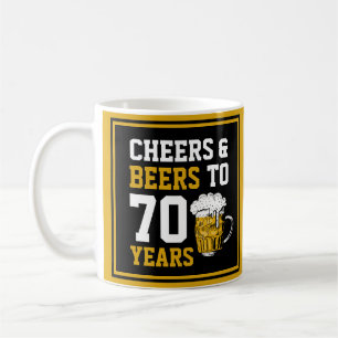 Mug 70e anniversaire Cheers & Bières à 70 ans drôle