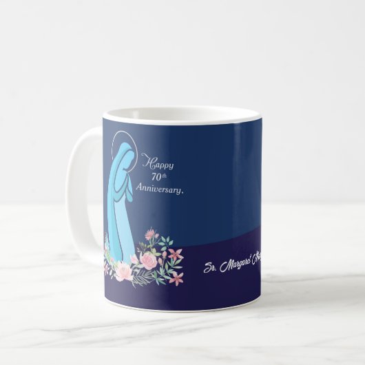 Mug 70e anniversaire de la vie religieuse Nun Fleur ro (Devant gauche)