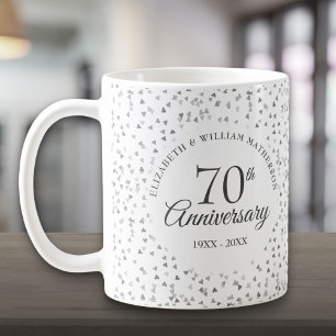 Mug 70e anniversaire de Mariage Amour Coeurs Confetti