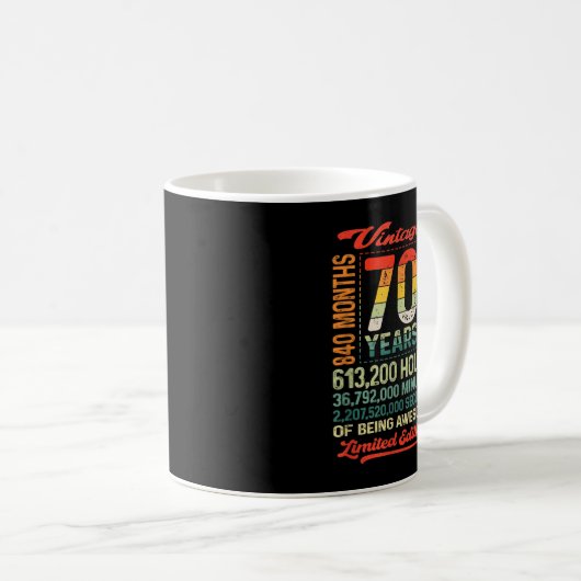 Mug 70e anniversaire de Vintage (Devant droit)