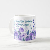 Mug 70e anniversaire Fleurs Aimer Élégant Floral moder (Devant gauche)