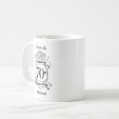Mug 70e anniversaire Mariage Fleurs Noir et blanc (Devant gauche)