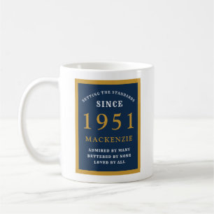 Mug 70e anniversaire personnalisé 1951 Elégant Blue Go