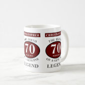 Mug 70e anniversaire Red Genuine Legend Ajouter votre (Devant droit)