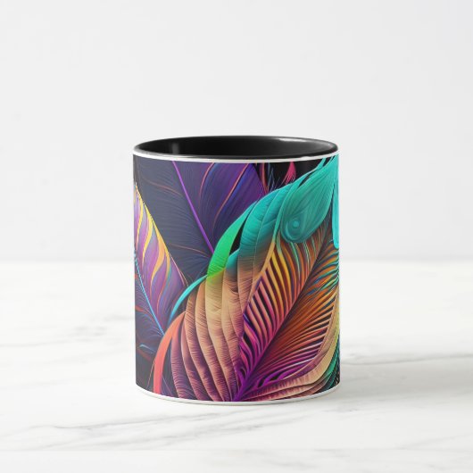 Mug 70s 60s Psychedelic Feathers (Centre)