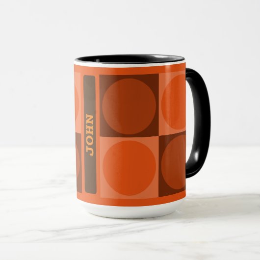 Mug 70s Checks and Circles Flame Orange (Devant droit)