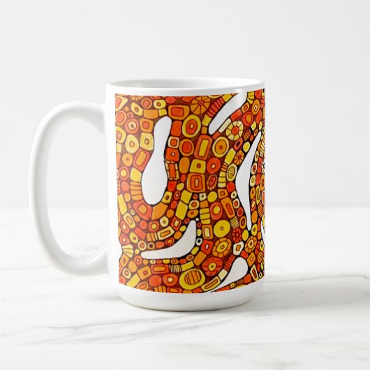 Mug 70s Colors Red Orange Yellow Abstract Design (Gauche)