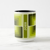 Mug 70s Rainbow Squares Monochrome Green (Centre)