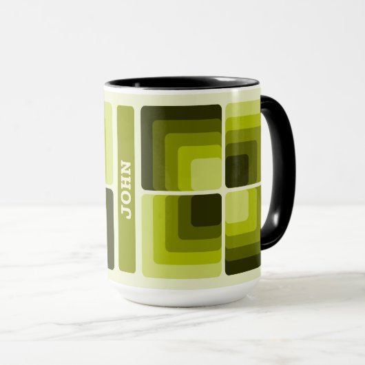 Mug 70s Rainbow Squares Monochrome Green (Devant droit)