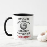 Mug 70th Birthday Greatest 70 year old Ajouter Votre N<br><div class="desc">Faites savoir à cette personne spéciale qu'elle est la plus grande fille de 70 ans du monde avec cette merveilleuse tasse de 70 ans. Un design classique élégant pour lui. Texte facilement édité en utilisant le modèle fourni.</div>