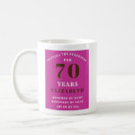 Mug 70th Birthday Vibrant Pink Ajouter votre nom<br><div class="desc">Une grande idée cadeau de 70e anniversaire. Le texte de cette tasse est facilement édité à l'aide du modèle fourni.  Consultez nos autres idées de cadeaux et de cadeaux de fête.</div>