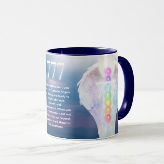 Mug 777 Numéros d'anges Chakra Anges ailes (Devant droit)
