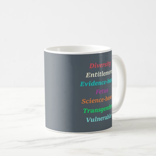 Mug 7 mots interdits (Devant droit)