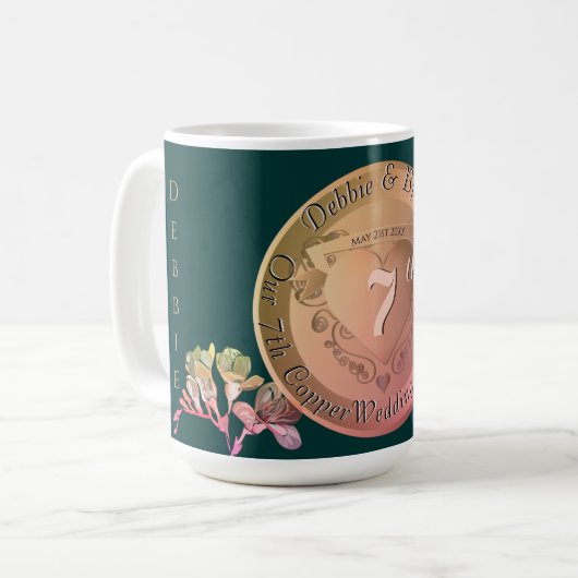 Mug 7e anniversaire Mariage Frésis en cuivre (Devant gauche)