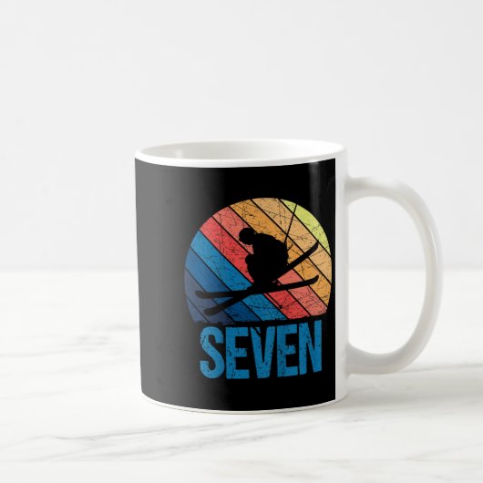 Mug 7e anniversaire Retro Ski Ski 7 ans Garçons Fille (Droite)