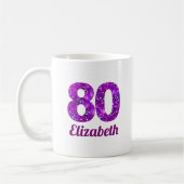 Mug 80 ans cadeau fleurs violettes 80e anniversaire pe (Gauche)