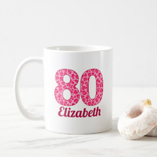 Mug 80 ans cadeau léopard rose 80e anniversaire person