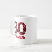 Mug 80 ans cadeau léopard rouge 80e anniversaire perso (Devant gauche)