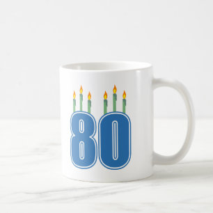 Mug 80 bougies d'anniversaire (bleu/vert)