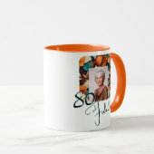 Mug 80 et fabuleux Motif Flower Photo Anniversaire (Devant droit)