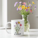 Mug 80e anniversaire 80 Fleur florale personnalisée po<br><div class="desc">Cette conception a été créée par art numérique. Elle peut être personnalisée en choisissant l'option customiser plus loin. Contactez-moi à l'adresse colorflowcreations@gmail.com si vous souhaitez que ce design soit disponible sur un autre produit. Voir d'autres de mes créations ou suivez-moi à www.facebook.com/colorflowcreations,  www.instagram.com/colorflowcreations,  www.twitter.com/colorflowart et www.pinterest.com/colorflowcreations.</div>