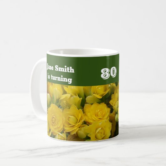 Mug 80e anniversaire Bright Yellow Flower Photo Floral (Devant gauche)