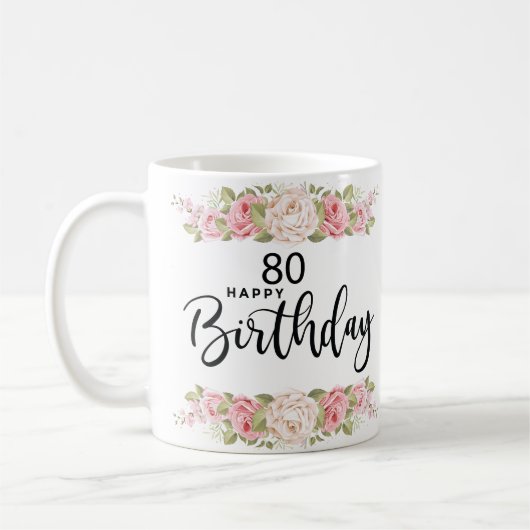 Mug 80e anniversaire Cadeaux pour femmes (Gauche)