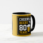 Mug 80e anniversaire Cheers & Bières à 80 ans (Devant droit)