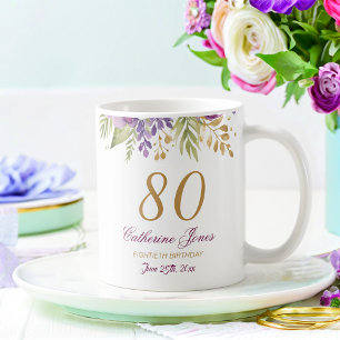 Mug 80e anniversaire Floral Bouquet Gold Accents