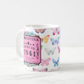 Mug 80e Anniversaire Né 1941 Ajouter Votre Nom Papillo (Devant gauche)