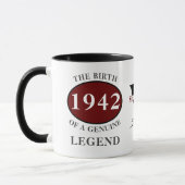 Mug 80e anniversaire Né 1942 Monogramme Black Red Lege (Gauche)