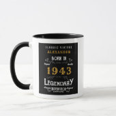 Mug 80e anniversaire Né 1943 Noir rétro Personnalisé (Gauche)