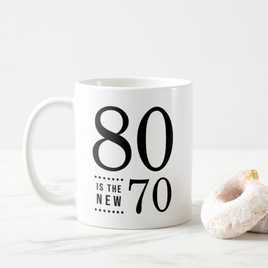Mug 80e Anniversaire Noir 80 est le nouveau 70 (Avec donut)