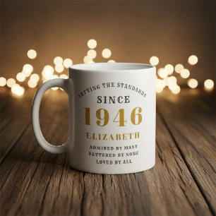 Mug 80e anniversaire personnalisé 1946 Ajouter un nom