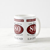 Mug 80e anniversaire Red Genuine Legend Ajouter votre  (Devant droit)
