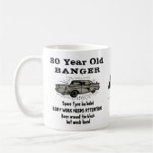 Mug 80e anniversaire Rétro drôle Monogramme de voiture (Gauche)