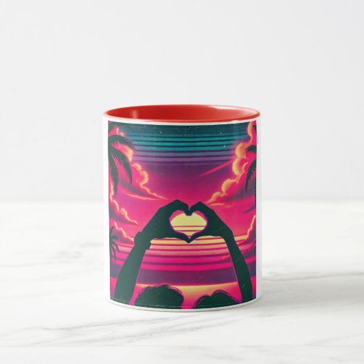 Mug 80s coucher de soleil amour romantique (Centre)