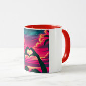 Mug 80s coucher de soleil amour romantique (Devant droit)