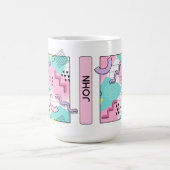 Mug 80's Memphis Active Pink Light Turquoise (Centre)